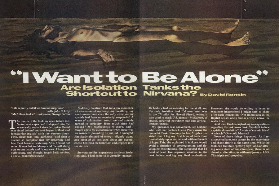 "I Want to Be Alone"