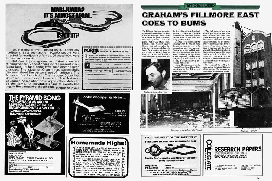 GRAHAM'S FILLMORE EAST GOES TO BUMS