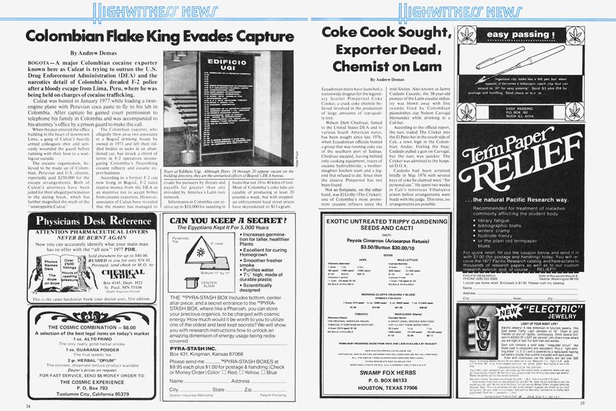 Coke Cook Sought, Exporter Dead, Chemist on Lam