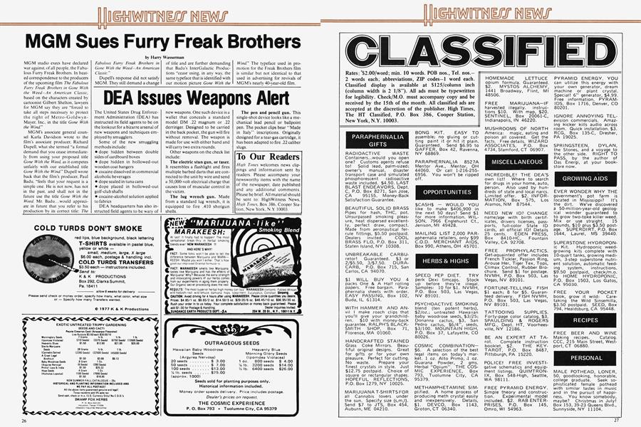 MGM Sues Furry Freak Brothers