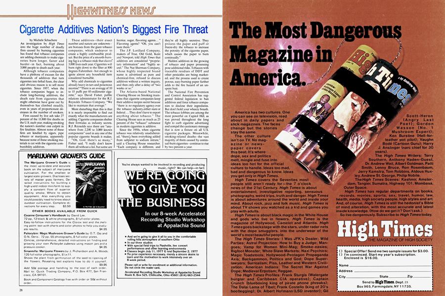 Cigarette Additives Nation’s Biggest Fire Threat