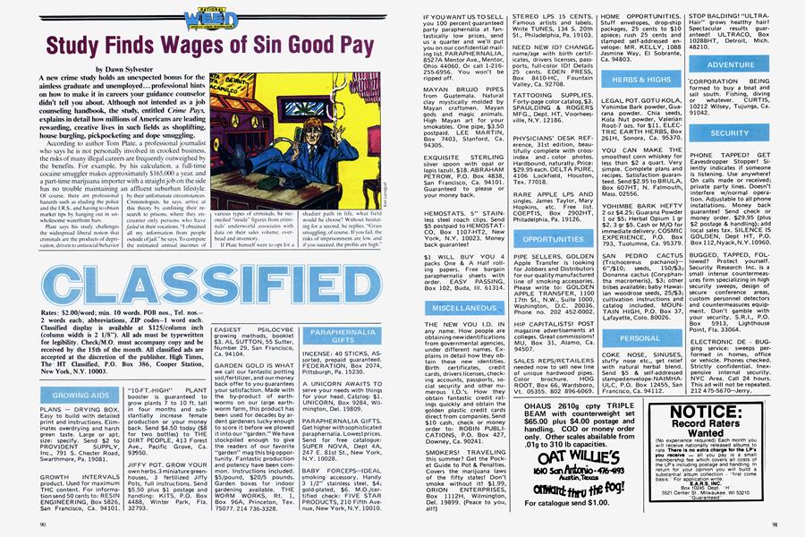 Study Finds Wages of Sin Good Pay