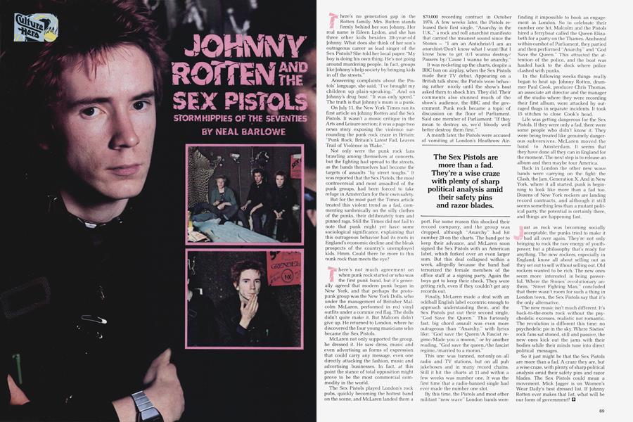 JOHNNY ROTTEN AND THE SEX PISTOLS | High Times | October '77