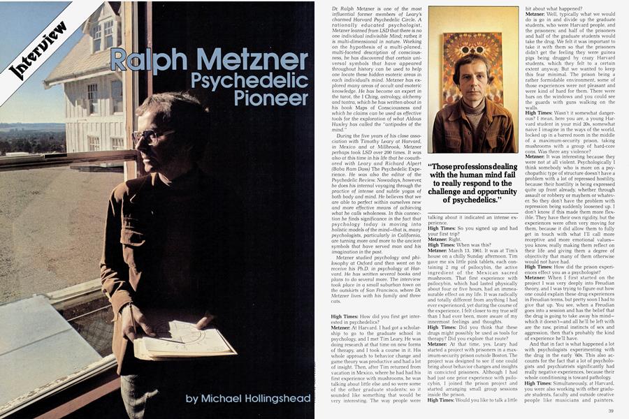 Ralph Metzner Psychedelic Pioneer