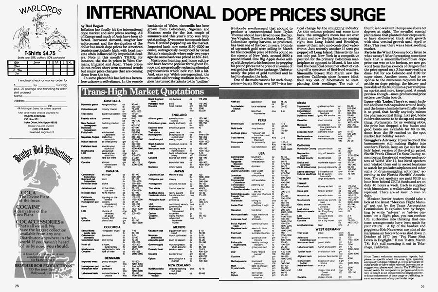 INTERNATIONAL DOPE PRICES SURGE