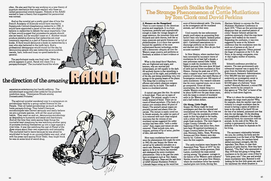 Death Stalks the Prairie: The Strange Phenomenon of Cattle Mutilations