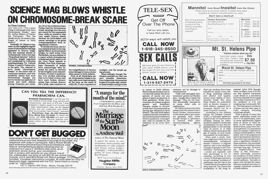 SCIENCE MAG BLOWS WHISTLE ON CHROMOSOME-BREAK SCARE