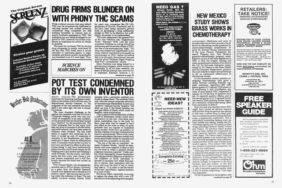 DRUG FIRMS BLUNDER ON WITH PHONY THC SCAMS