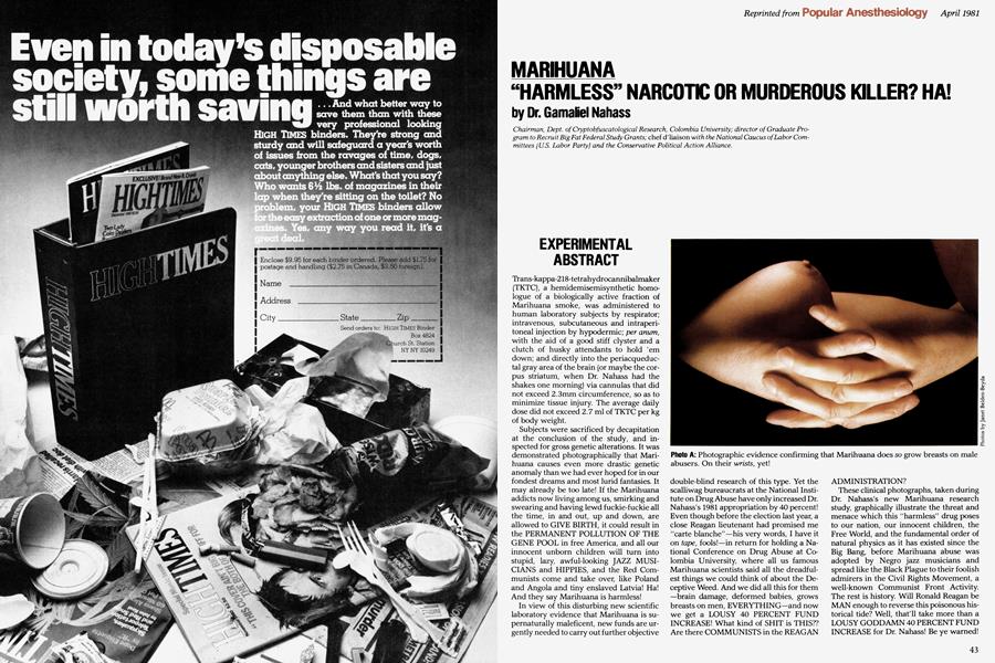MARIHUANA "HARMLESS" NARCOTIC OR MURDEROUS KILLER? HA!