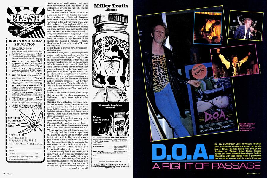 D.O.A. A RIGHT OF PASSAGE