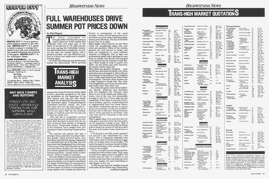 FULL WAREHOUSES DRIVE SUMMER POT PRICES DOWN