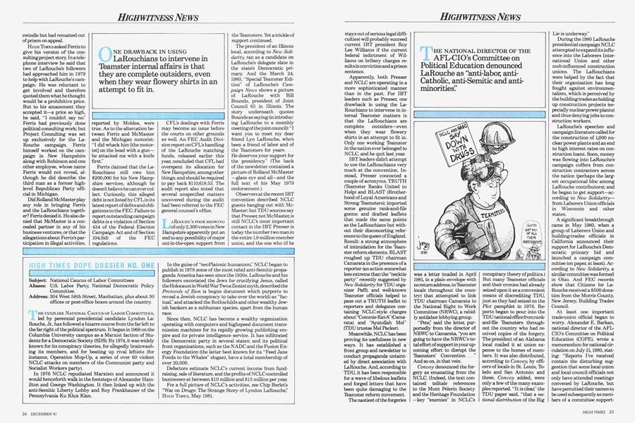 HIGH TIMES DOPE DOSSIER NO. ONE