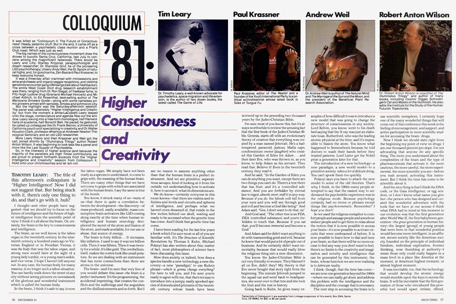 COLLOQUIUM '81: Higher Consciousness and Creativity