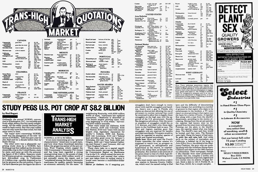 STUDY PEGS U.S. POT CROP AT $8.2 BILLION