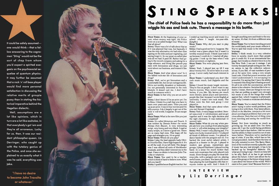 STING SPEAKS