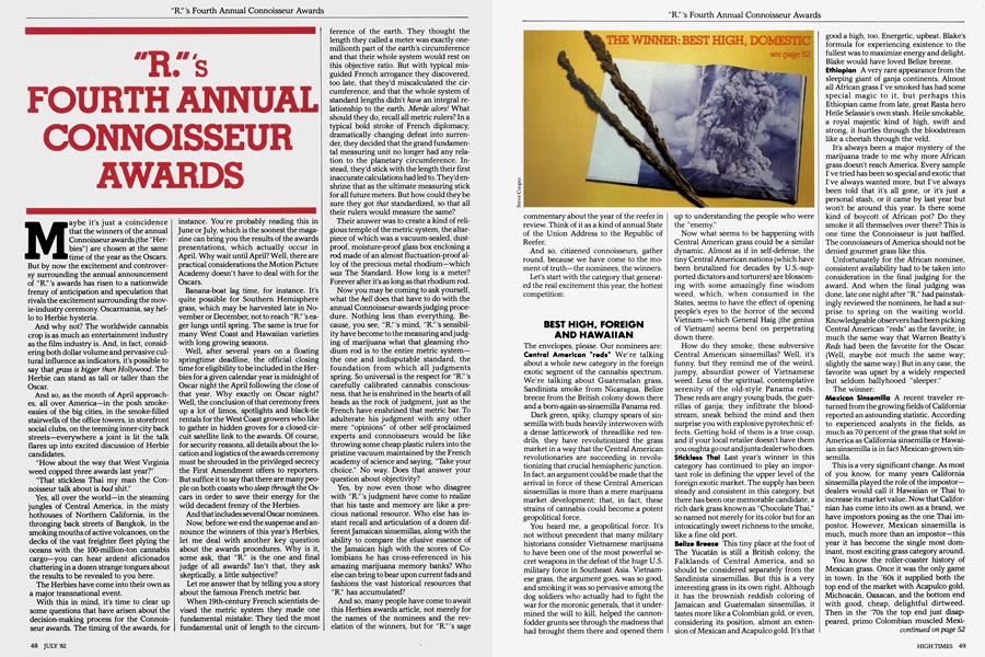 "R."'s FOURTH ANNUAL CONNOISSEUR AWARDS