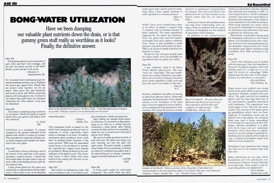 BONG-WATER UTILIZATION