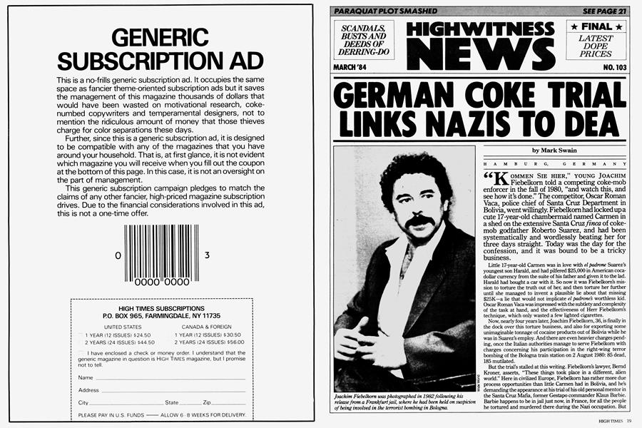 GERMAN COKE TRIAL LINKS NAZIS TO DEA