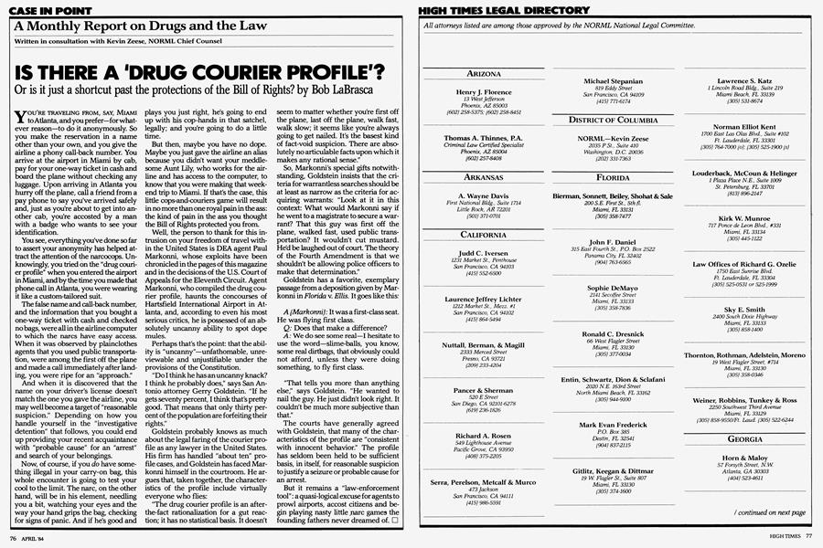 IS THERE A 'DRUG COURIER PROFILE'?