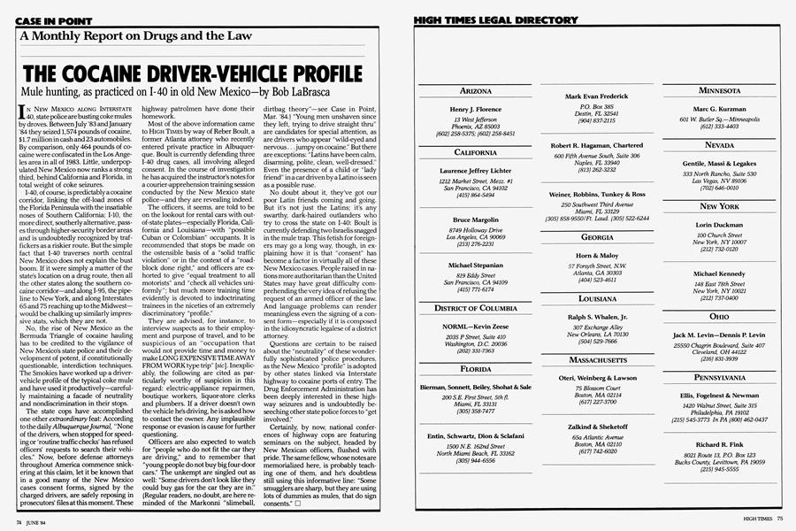 THE COCAINE DRIVER-VEHICLE PROFILE