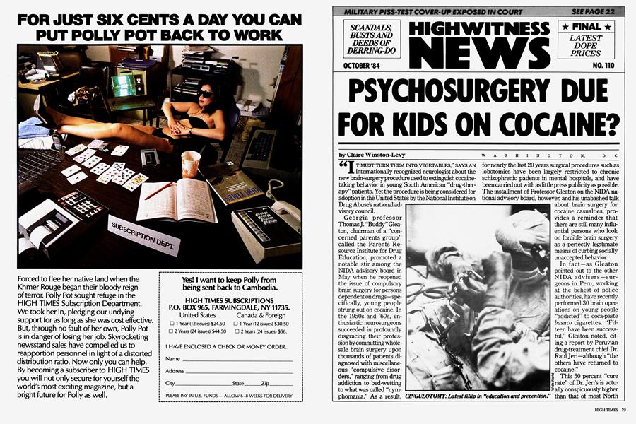 PSYCHOSURGERY DUE FOR KIDS ON COCAINE?