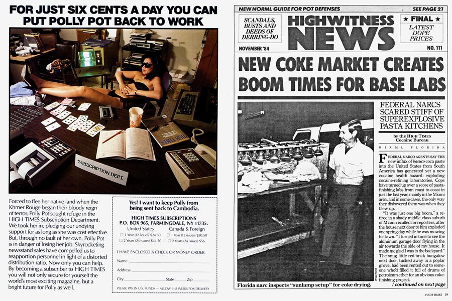 NEW COKE MARKET CREATES BOOM TIMES FOR BASE LABS