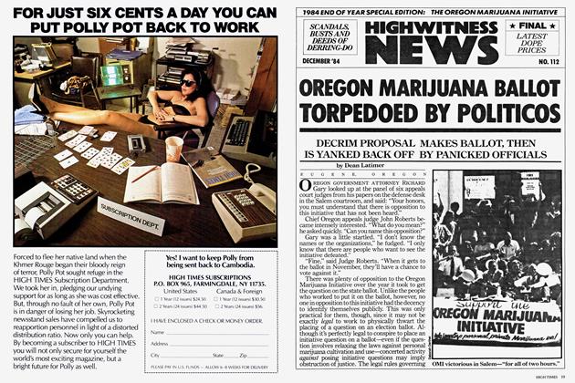 OREGON MARIJUANA BALLOT TORPEDOED BY POLITICOS