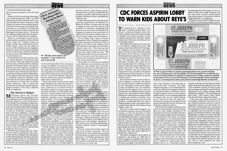 CDC FORCES ASPIRIN LOBBY TO WARN KIDS ABOUT REYE'S