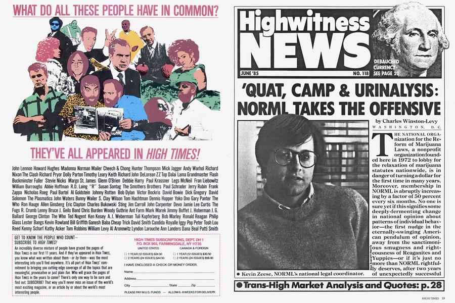 'QUAT, CAMP & URINALYSIS: NORML TAKES THE OFFENSIVE