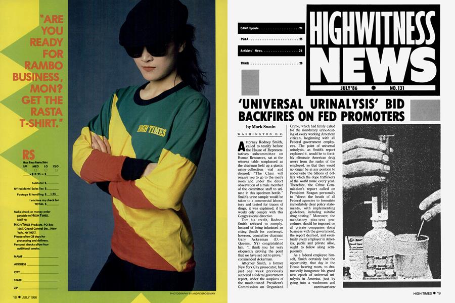 'UNIVERSAL URINALYSIS' BID BACKFIRES ON FED PROMOTERS
