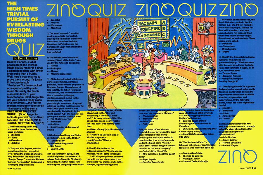 THE HIGH TIMES TRIVIAL PURSUIT OF EVERLASTING WISDOM THROUGH DRUGS QUIZ