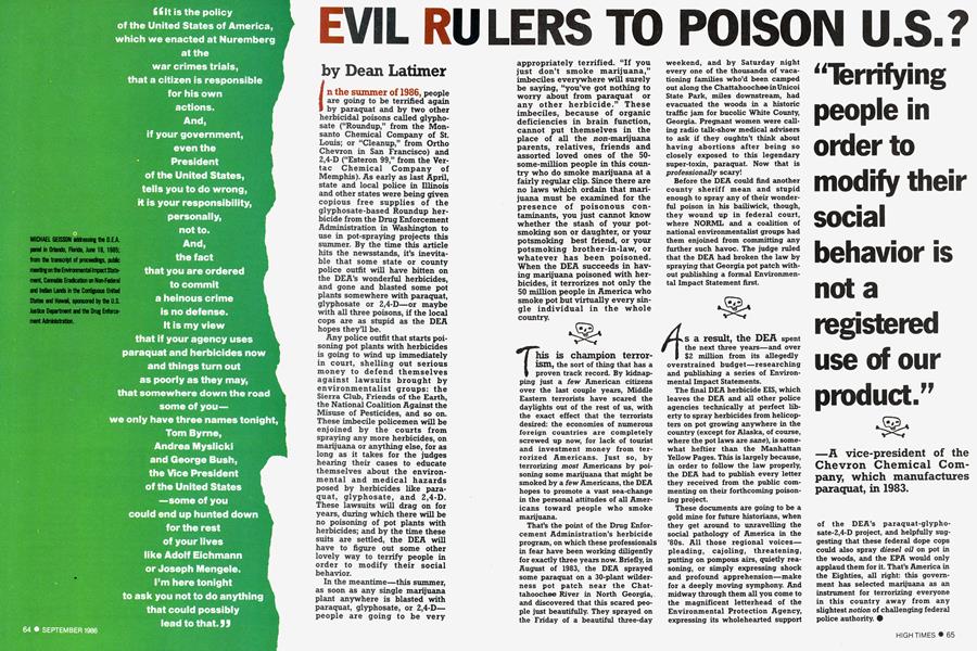 EVIL RULERS TO POISON U.S.?
