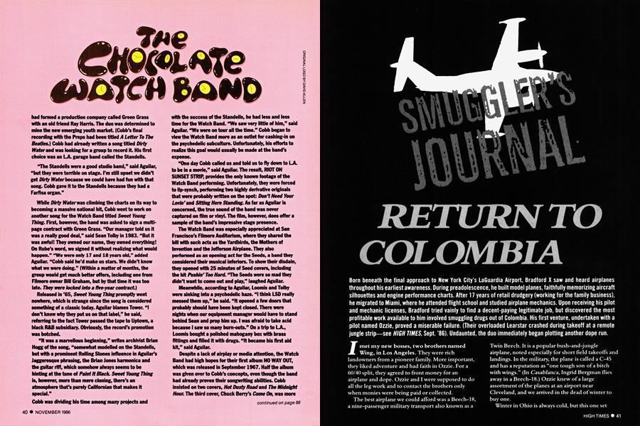 SMUGGLER'S JOURNAL RETURN TO COLOMBIA