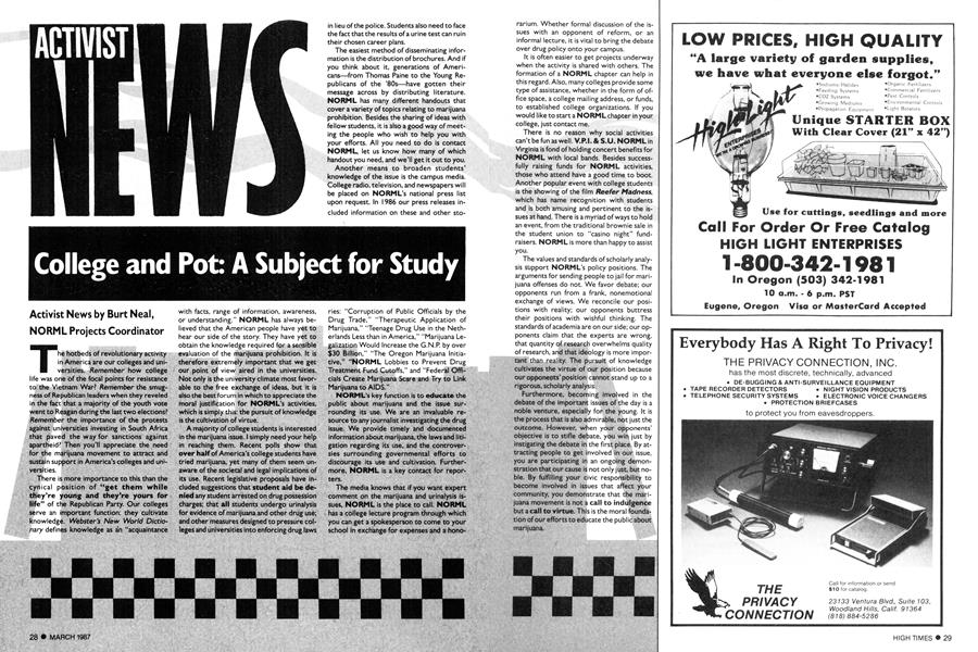 College and Pot: A Subject for Study