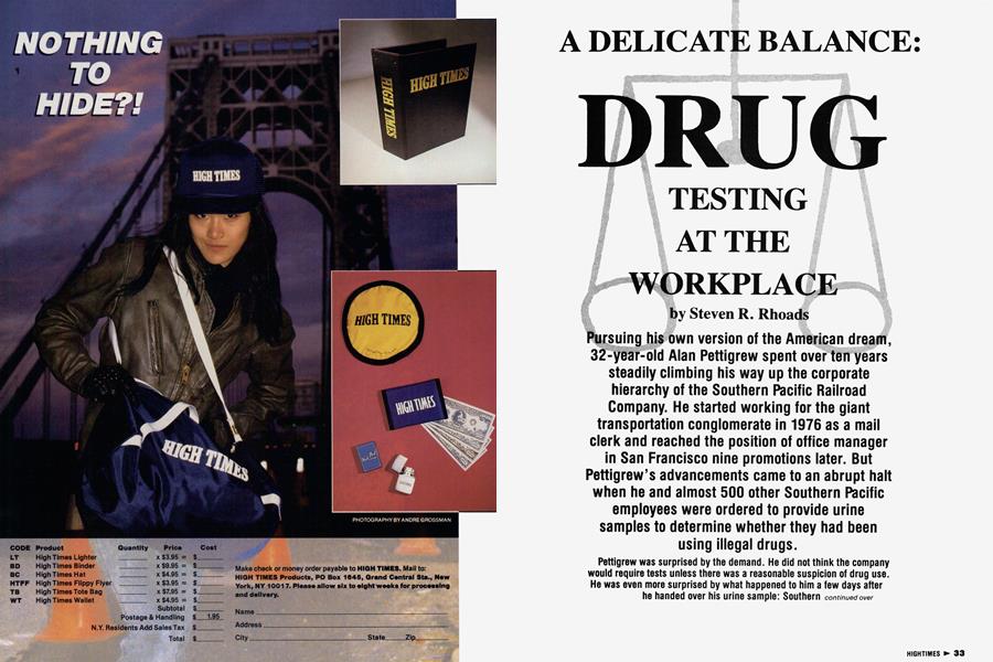 DRUG TESTING AT THE WORKPLACE
