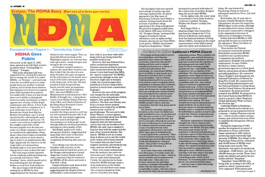 The MDMA Story(Part two of a three part series)