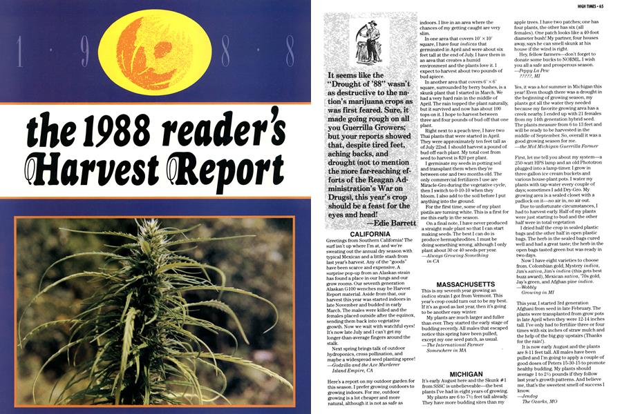 the 1988 reader's Harvest Report