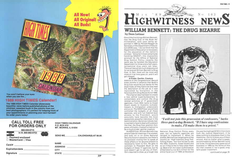 WILLIAM BENNETT: THE DRUG BIZARRE