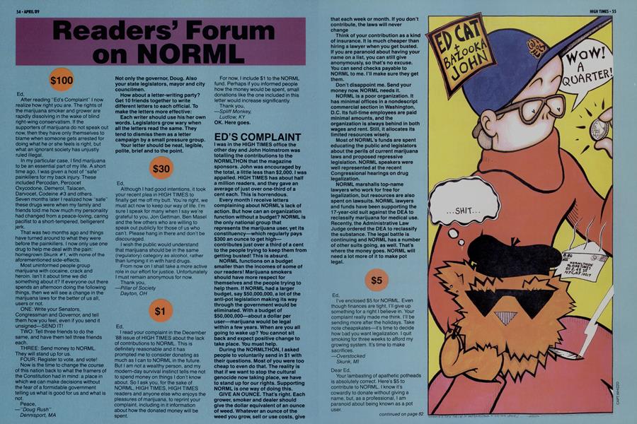Readers' Forum on NORML