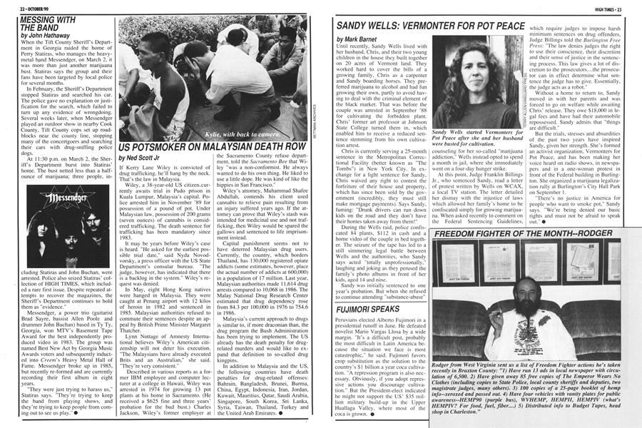SANDY WELLS: VERMONTER FOR POT PEACE
