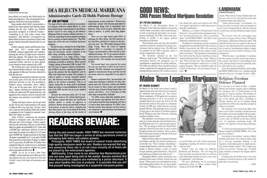 Maine Town Legalizes Marijuana