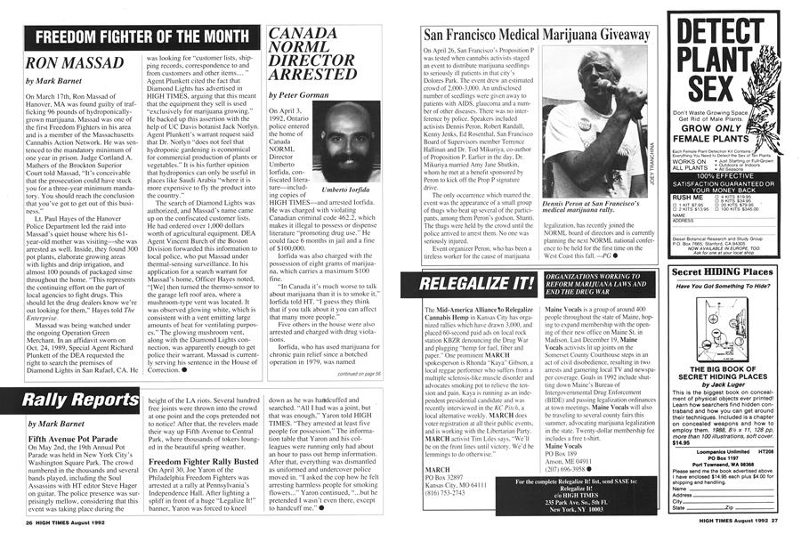 CANADA NORML DIRECTOR ARRESTED