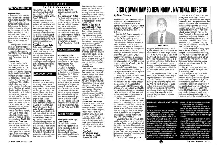 OHIO NORML HARASSED BY AUTHORITIES