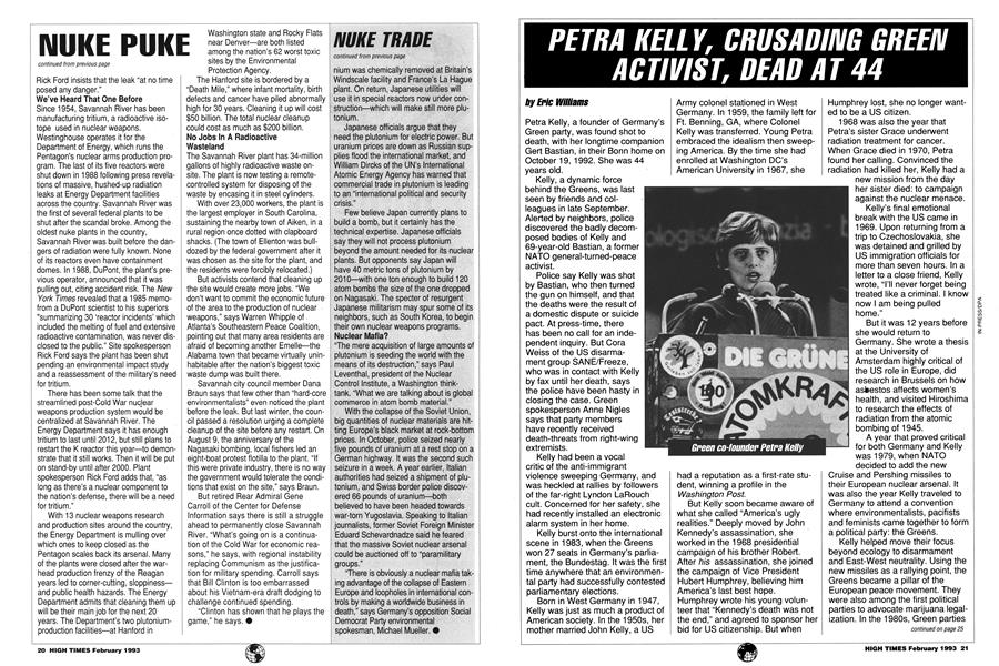 PETRA KELLY, CRUSADING GREEN ACTIVIST, DEAD AT 44