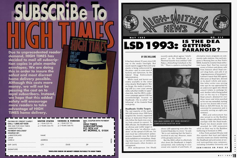 LSD 1993: IS THE DEA GETTING PARANOID?