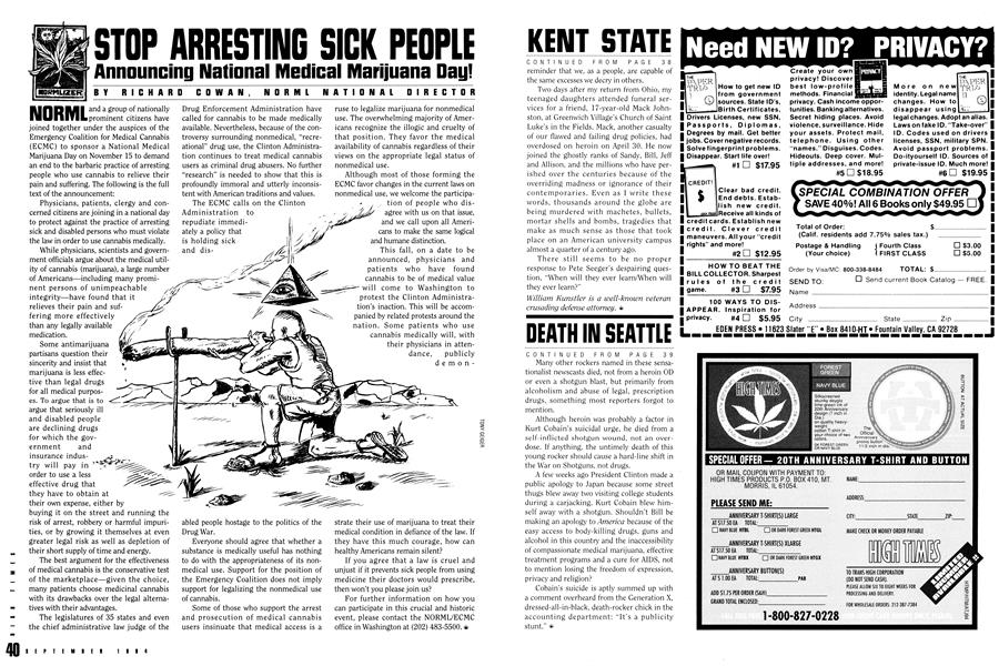 STOP ARRESTING SICK PEOPLE Announcing National Medical Marijuana Day!