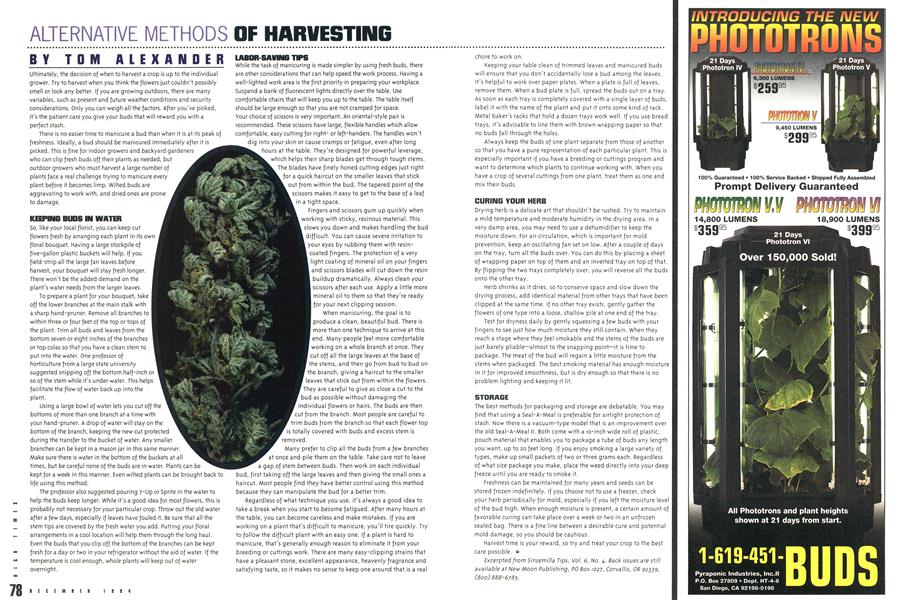 ALTERNATIVE METHODS OF HARVESTING