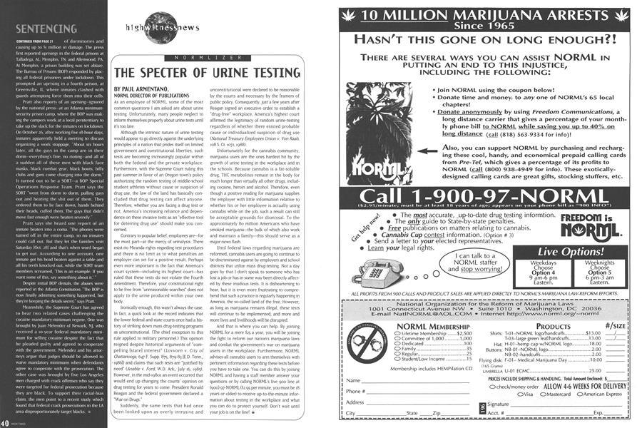 THE SPECTER OF URINE TESTING