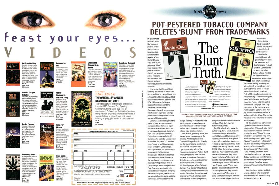 POT-PESTERED TOBACCO COMPANY DELETES 'BLUNT' FROM TRADEMARKS
