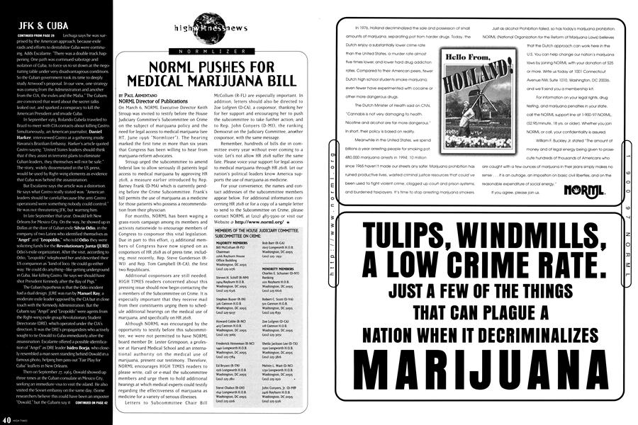 NORML PUSHES FOR MEDICAL MARIJUANA BILL